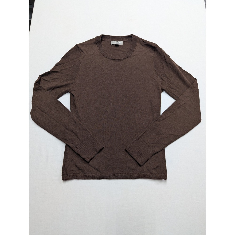 J.Crew Womens XS Merino Wool Crewneck Sweater Brown Long Sleeve CB924